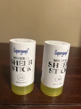 2x Supergoop Mineral Sheer Stick SPF 30 Sunscreen 0.7 Oz New exp 7/26